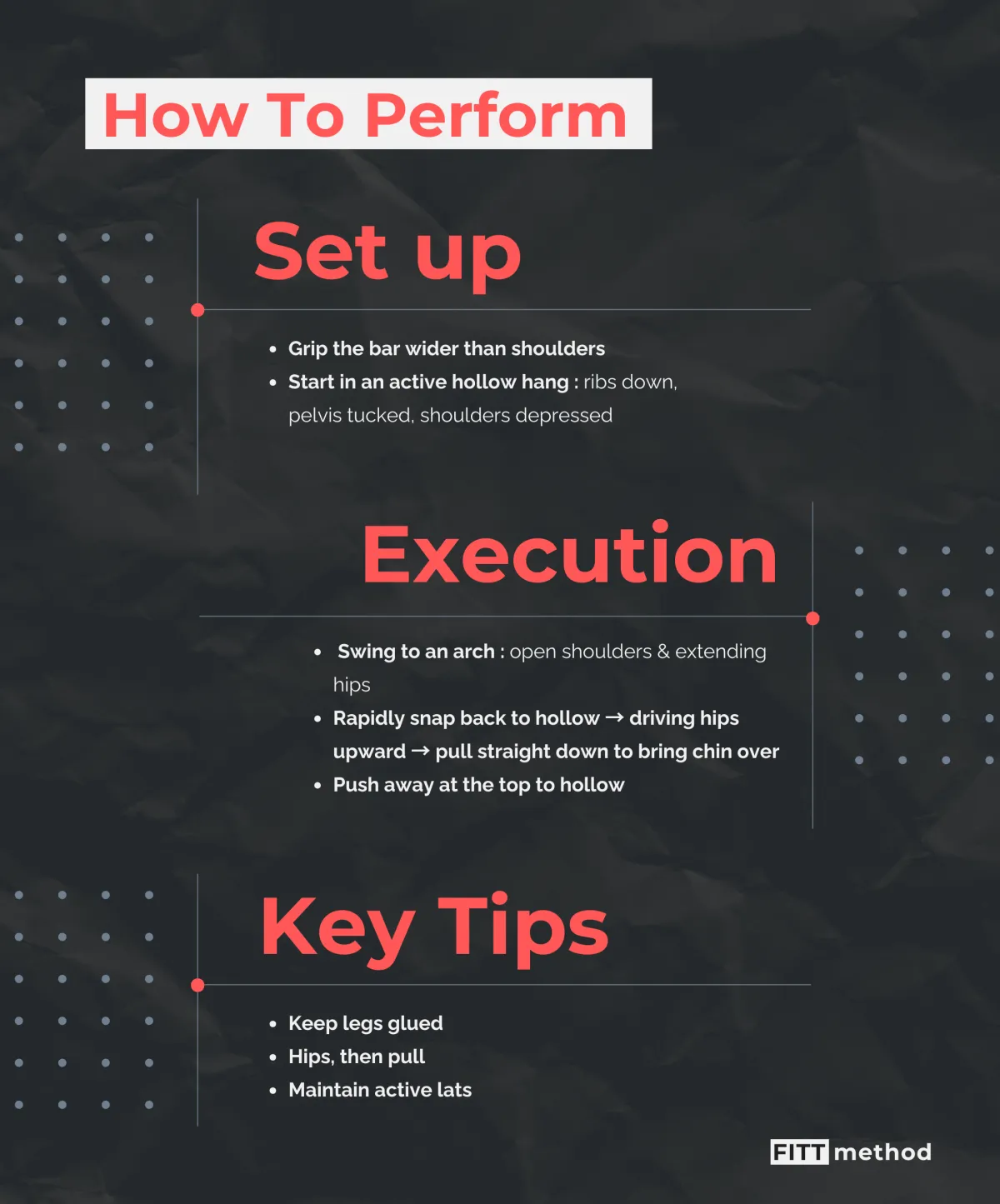Infographic on how to perform kipping pull ups